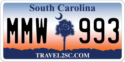 SC license plate MMW993
