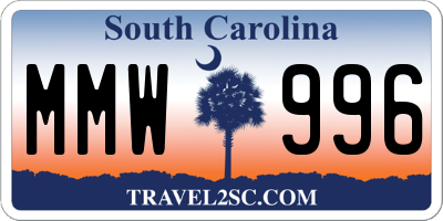 SC license plate MMW996