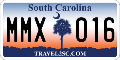 SC license plate MMX016