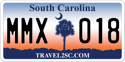 SC license plate MMX018