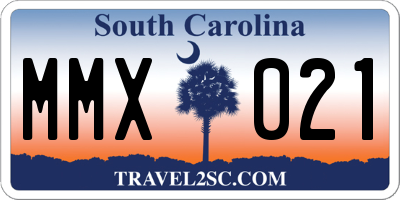 SC license plate MMX021
