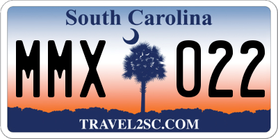 SC license plate MMX022