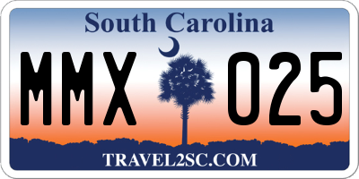 SC license plate MMX025