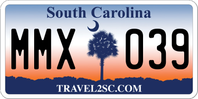 SC license plate MMX039