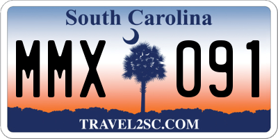 SC license plate MMX091