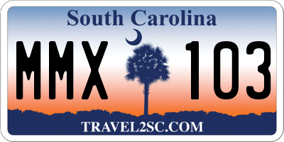 SC license plate MMX103