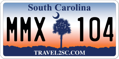 SC license plate MMX104
