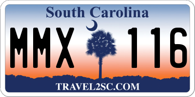 SC license plate MMX116