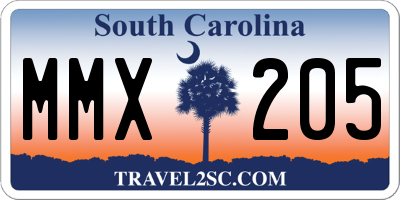SC license plate MMX205