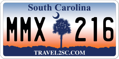 SC license plate MMX216