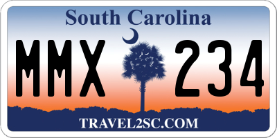 SC license plate MMX234