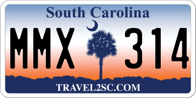 SC license plate MMX314