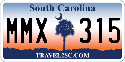 SC license plate MMX315
