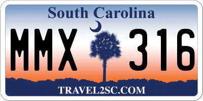 SC license plate MMX316