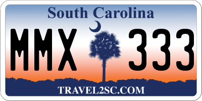 SC license plate MMX333