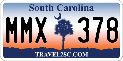 SC license plate MMX378