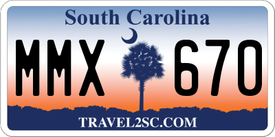 SC license plate MMX670