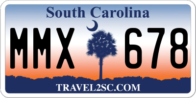 SC license plate MMX678