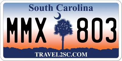 SC license plate MMX803