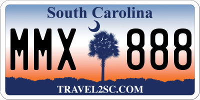 SC license plate MMX888