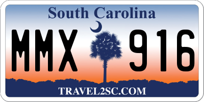 SC license plate MMX916