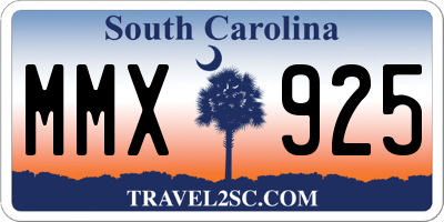 SC license plate MMX925