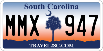 SC license plate MMX947