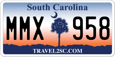 SC license plate MMX958