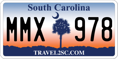 SC license plate MMX978