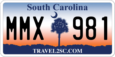 SC license plate MMX981