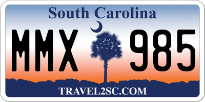 SC license plate MMX985