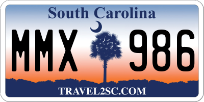 SC license plate MMX986
