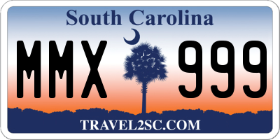 SC license plate MMX999