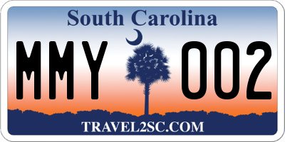 SC license plate MMY002