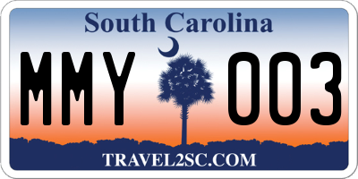 SC license plate MMY003