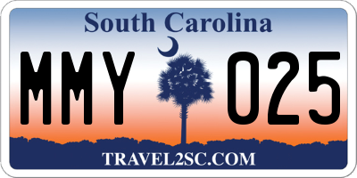 SC license plate MMY025