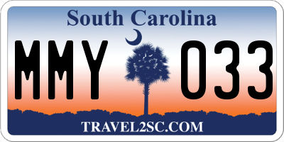 SC license plate MMY033