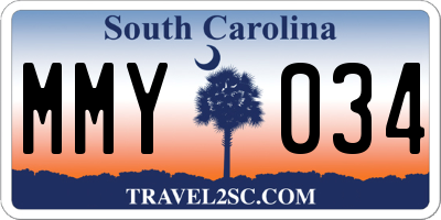 SC license plate MMY034