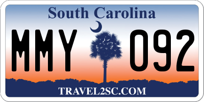 SC license plate MMY092