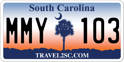 SC license plate MMY103