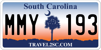 SC license plate MMY193