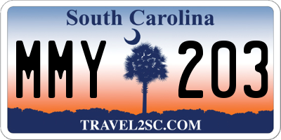 SC license plate MMY203