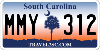 SC license plate MMY312