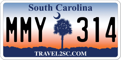 SC license plate MMY314