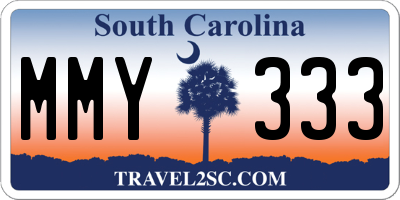 SC license plate MMY333
