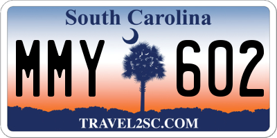 SC license plate MMY602