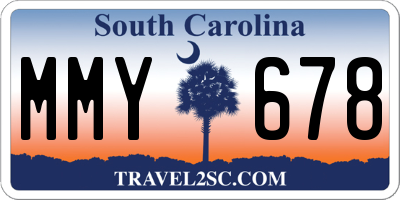 SC license plate MMY678