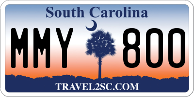 SC license plate MMY800