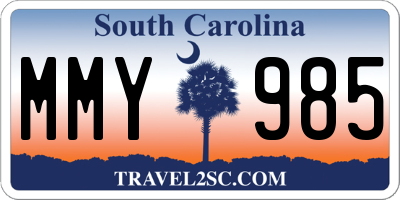 SC license plate MMY985