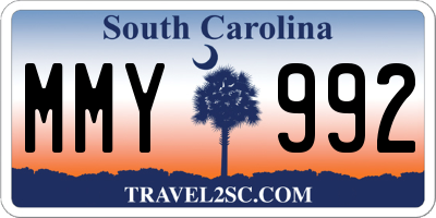 SC license plate MMY992